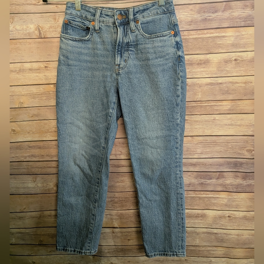 Madewell 25P Petite Straight Leg Jeans Light Wash High Rise Denim Women’s